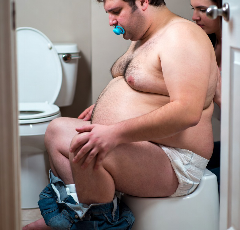 an abdl is helped with toilet training by his mommy